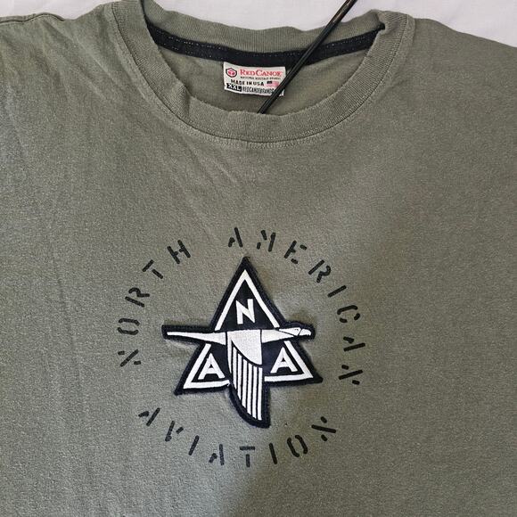 RED CANOE T-Shirt Made in USA Olive Green Short Sleeve Aviation Men's XXL 2XL - Picture 2 of 7